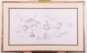 Print of otter drawings by Geldart for auction