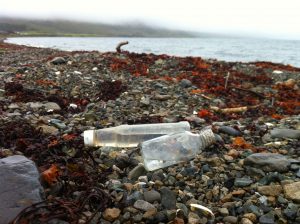 Bottles on beach Knock Hatchery